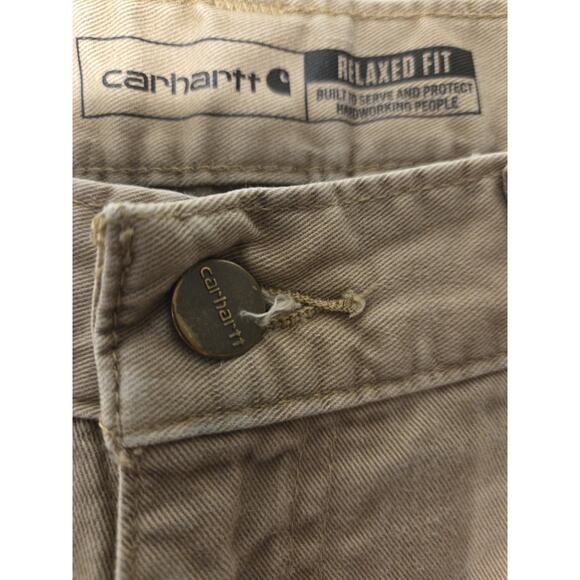 Carhartt Pants Mens 34x30 Khaki Tan Relaxed Fit Carpenter BNO324 Streetwear Work - Picture 3 of 10